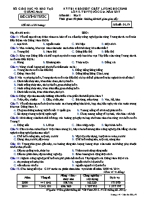 Đề khảo sát chất lượng học sinh Địa lí lớp 12 năm 2017 - Mã đề DL24 - Sở GD & ĐT Quảng Nam